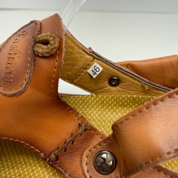 New Men’s Light Brown Leather Closed Toe Slip On Sandals Size 46 EU - Picture 9 of 11